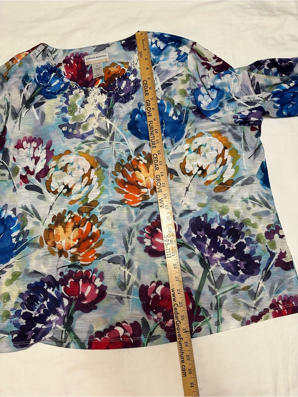 Alfred Dunner Floral Watercolor 3/4 Sleeve Top - Multicolor, 3X - Picture 6 of 6